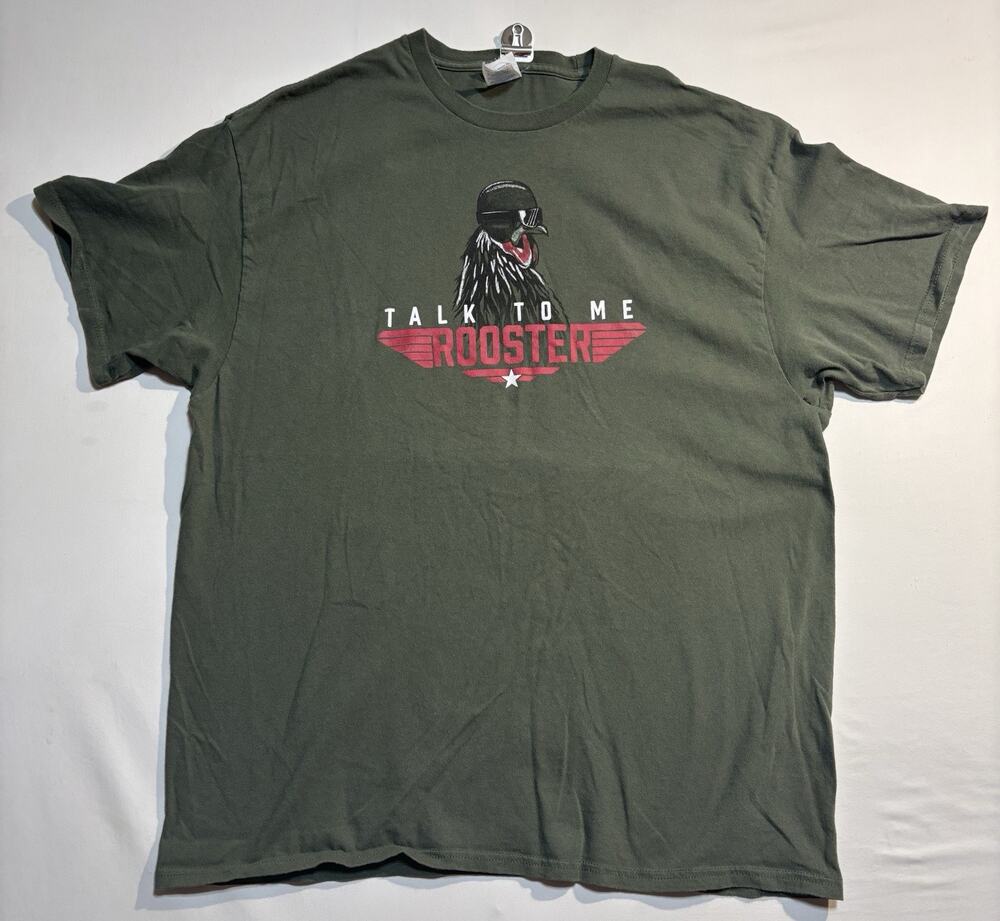 🐓 Talk To Me Rooster Graphic T Shirt Adult 2XL Green Funny Chicken Farm Tee